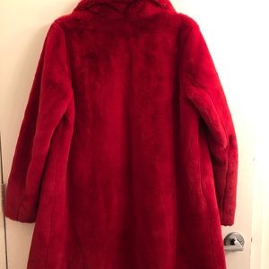 7 for all mankind red faux fur coat